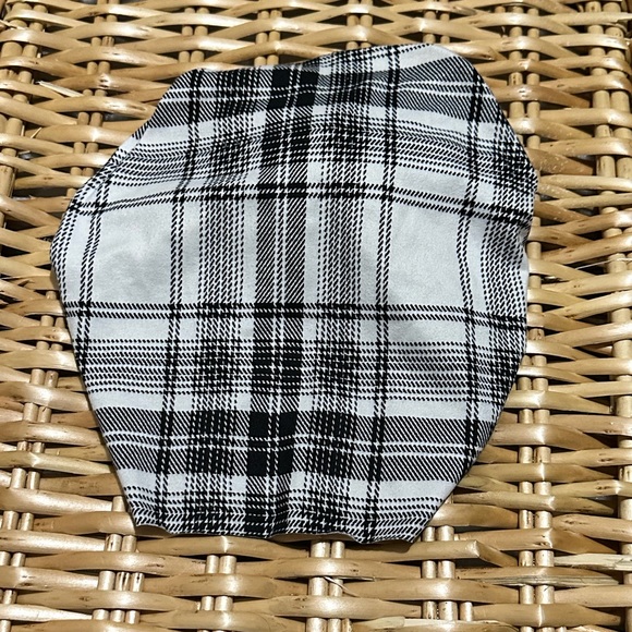 BUNNY KNOTS TURBAN: Black and White Plaid - Picture 2 of 2
